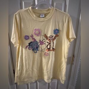 Disney Winnie The Pooh Embroidered Flowers Graphic T-Shirt